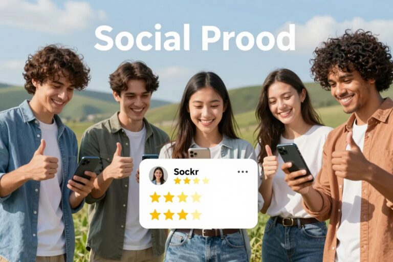 Gruppe zufriedener Kunden mit 5-Sterne-Bewertungen — Social-Proof-Konzept
