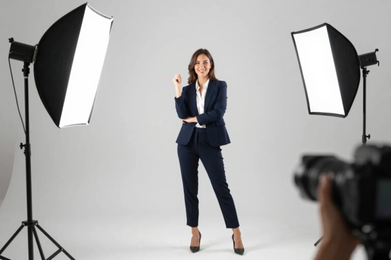 Professionelle Person bei Personal-Branding-Fotoshooting in modernem Studio